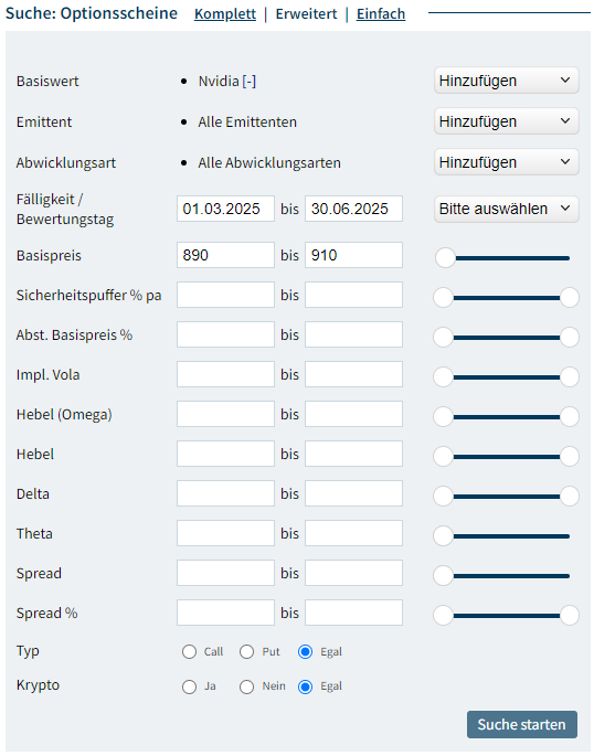 Optionsschein finden